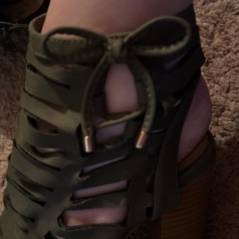 Olive Green Women's Strappy Heels